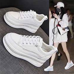 真皮厚底休閒鞋