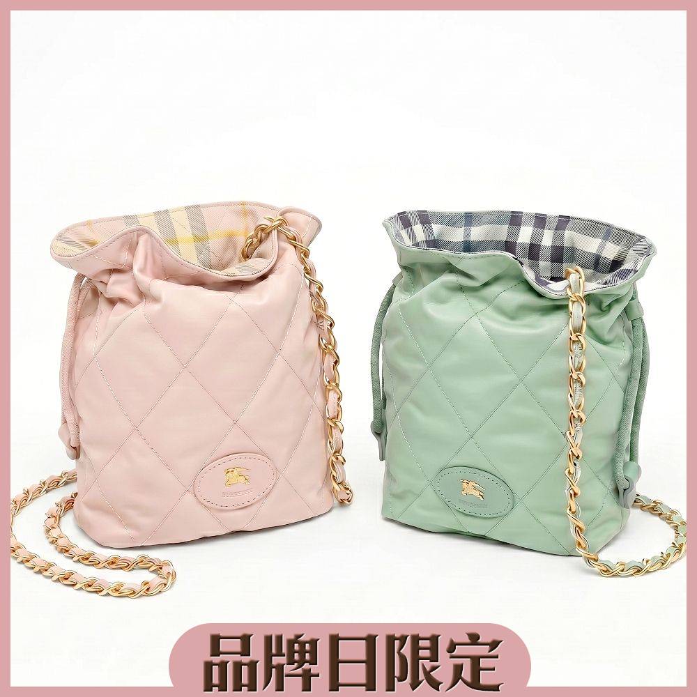 尼龍菱格絎縫鍊帶抽繩斜背包