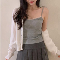 [免運] 正韓滾邊細肩羅紋背心