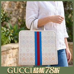GUCCI 童趣藍紅藍織帶托特包
