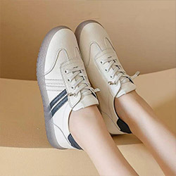 真皮斜線小白鞋阿甘鞋