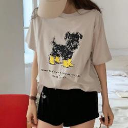 正韓可愛雪納瑞寬鬆短袖