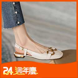 法式復古金屬扣包頭涼鞋