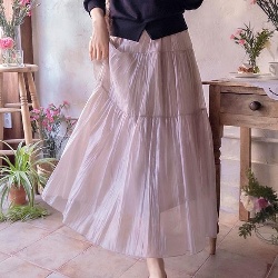 正韓春季可愛混紡飄逸長裙