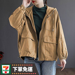 休閒百搭工裝連帽夾克外套