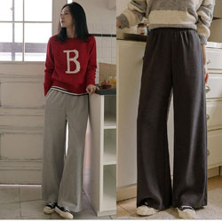 正韓休閒有厚度寬褲