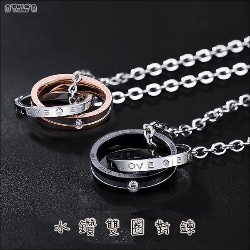 水鑽雙圈不銹鋼項鍊