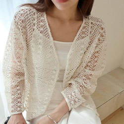 [免運] 正韓編織磚花簍空外套
