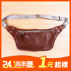 日本職人手作全牛革無內裡無夾層中型腰包