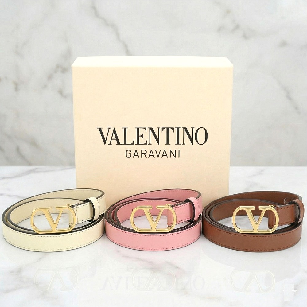 VALENTINO VLogo 銅金標誌小牛皮腰帶