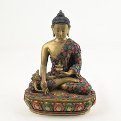 金屬製 藏傳佛教 藥師佛 佛像 擺飾