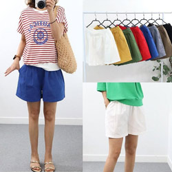 [免運] 正韓休閒鬆緊腰短褲