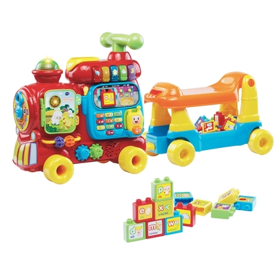 【Vtech】4合1智慧積木學習車(紅)