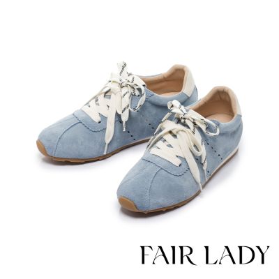 FAIR LADY 軟實力 百搭潮流雙色麂皮休閒阿甘鞋 藍 (5M3143)