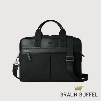 【BRAUN BUFFEL 德國小金牛】台灣總代理 雷諾瓦-TW1 公事包-黑色/BF707-67-BK
