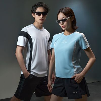 FILA 女短袖圓領T恤-水藍 5TEA-5318-SB
