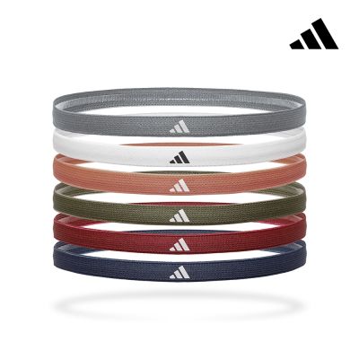 adidas 愛迪達 止滑運動髮帶組 (冷冽灰/象牙白/焦糖棕/橄欖綠/寶石紅/海軍藍)