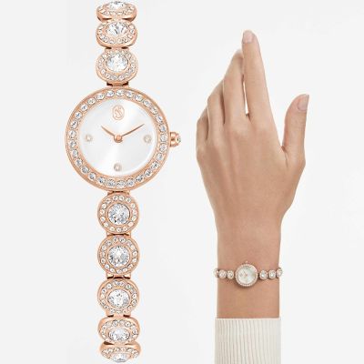 SWAROVSKI 施華洛世奇 Una Angelic 璀璨水晶手鍊式女錶 手錶 開學換新季 送禮推薦-玫瑰金/20mm 5753309