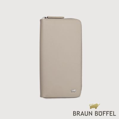 【BRAUN BUFFEL 德國小金牛】台灣總代理 亞當 8卡拉鍊長夾-杏色/BF504-601-HM