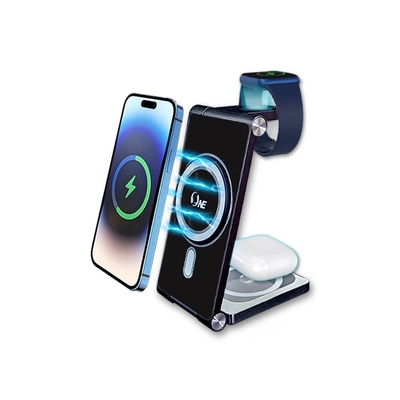O-ONE MAG磁吸三合一快充無線充電座 充電器(國家安全雙認證/雙15W/3+1 )