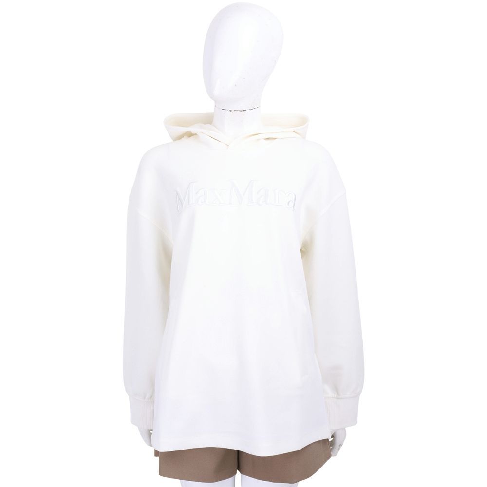 MAX MARA-’S Max Mara VISIERA 字母刺繡 棉質連帽運動衫 大學T-2色可選 (白色)