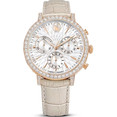 SWAROVSKI 施華洛世奇Matrix Tennis Chrono 計時手錶-36mm杏色 5702849