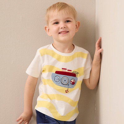 PIPPY 波浪快樂觀景船印花短袖上衣 黃-090