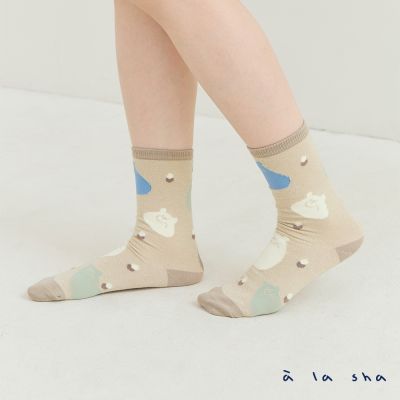 a la sha Polala色塊點點細閃襪