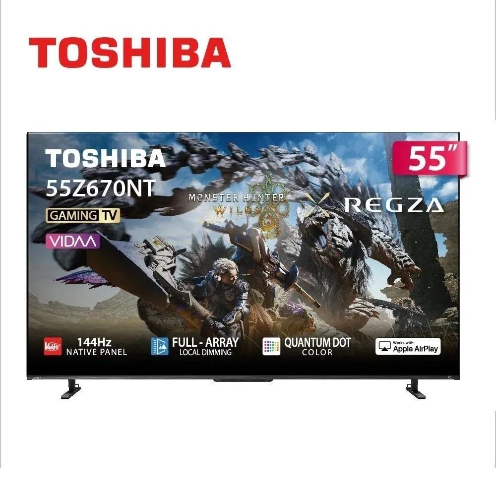 TOSHIBA東芝REGZA 55型4K QLED 144Hz Full Array LED AirPlay2 智慧
