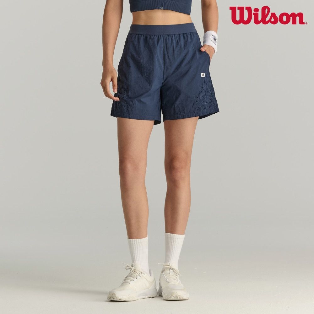 【Wilson威爾森】Airy Short 女款 服飾 短褲 海軍藍/白色/霧霾藍 (海軍藍)