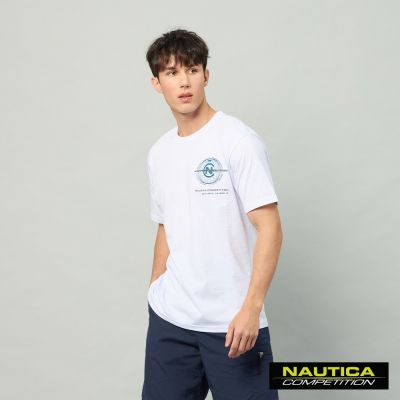 Nautica 官方旗艦 男裝 COMPETITION 經典圓標純棉短袖上衣-白色