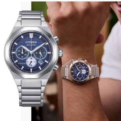 CITIZEN 星辰 GENT S系列 Zenshin 超級鈦光動能計時腕錶-藍 CA4691-59L