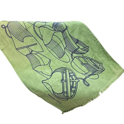 HERMES 經典H LOGO 100%COTTON抽象派印花沙灘巾/浴巾/毛毯(90*160CM)