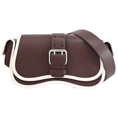 COACH Coachtopia 波浪造型撞色斜背包/工裝包(咖)