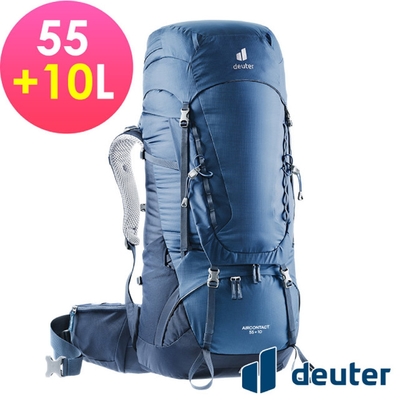 Deuter AIRCONTACT 拔熱透氣背包55+10L.登山健行背包/快速調節背長 藍