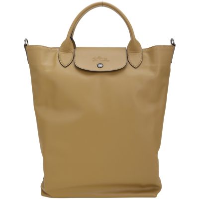 LONGCHAMP Le Pliage Xtra M 牛皮短提把手提直立托特包(煙草色)