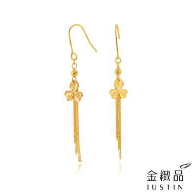 金緻品 黃金垂吊耳環 三葉流蘊 0.97錢