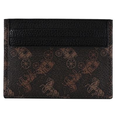 COACH 經典馬車LOGO印花皮革隨身卡夾/證件夾(咖)