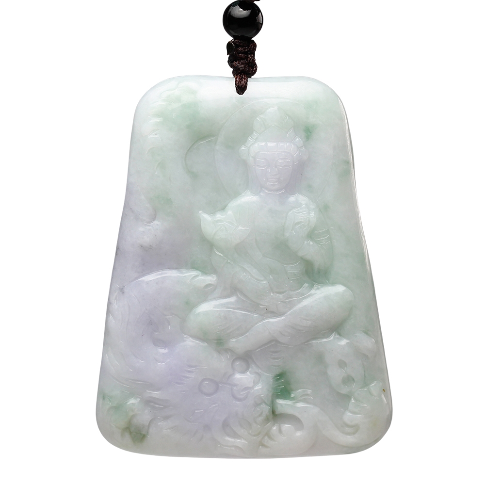 漢石齋】天然翡翠A貨佛陀玉佩吊墜春帶彩飄花種(46*60*5mm) | 漢石齋