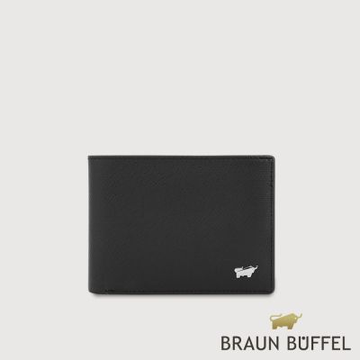 【BRAUN BUFFEL 德國小金牛】台灣總代理 羅根-A 8卡男夾-黑色/BF569-312-BK