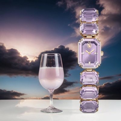 SWAROVSKI 施華洛世奇 八角方形水晶手鍊手錶 女錶 夏日煥新提案 送禮推薦-紫色/23x17mm 5722364