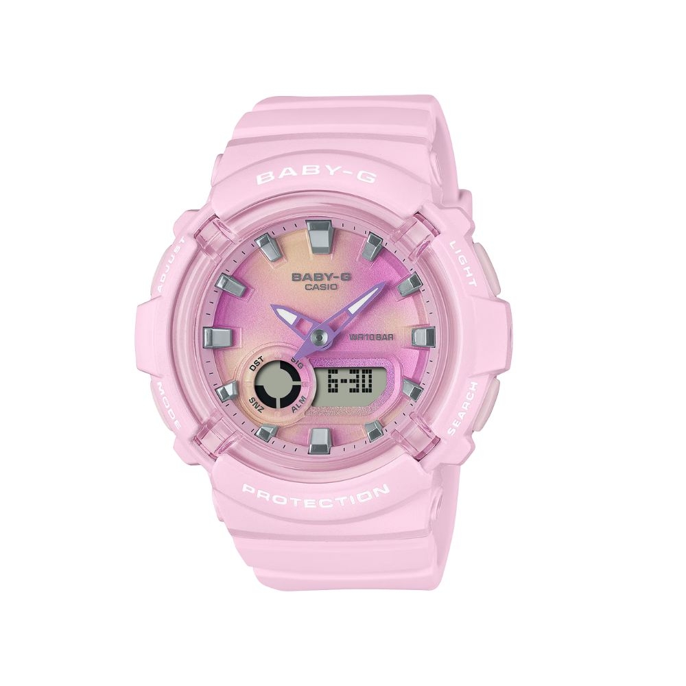 CASIO 卡西歐 BABY-G 絢彩扎染 繽紛柔美 甜心粉 雙顯系列 BGA-280TD-4A_43.4mm