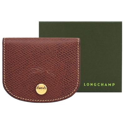 LONGCHAMP ÉPURE系列牛皮壓印翻蓋名片夾(棕)