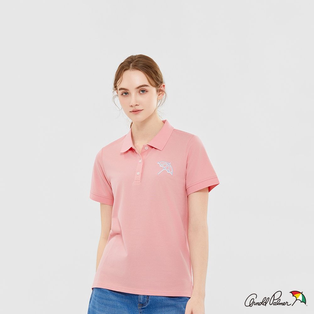 Arnold Palmer 女裝-經典大傘LOGO刺繡短袖POLO衫-粉紅色