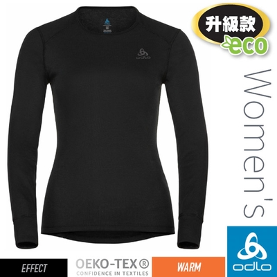 【ODLO】女 ECO 升級型 EFFECT 銀離子保暖型圓領上衣.衛生衣.內衣 159101-15000 黑