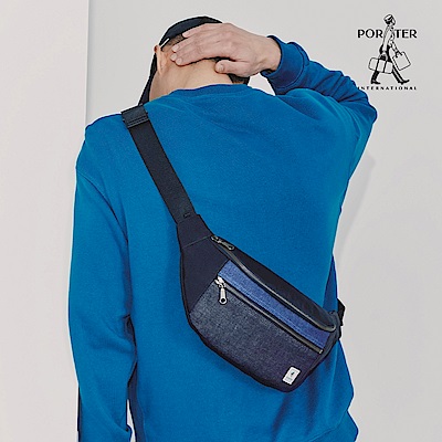 PORTER INTERNATIONAL - 牛仔拼接PATCH WORK腰包 - 藍