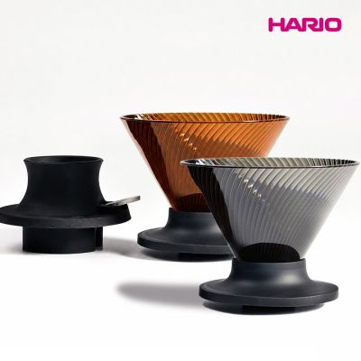 【HARIO】V60 NEO 樹脂濾杯01+聰明濾杯通用矽膠開關底座-黑色/日本製濾杯/快速萃取/錐形濾杯