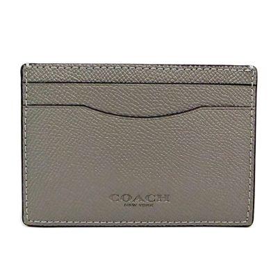 COACH 素面牛皮中性男款信用卡卡夾名片鈔票夾(灰)
