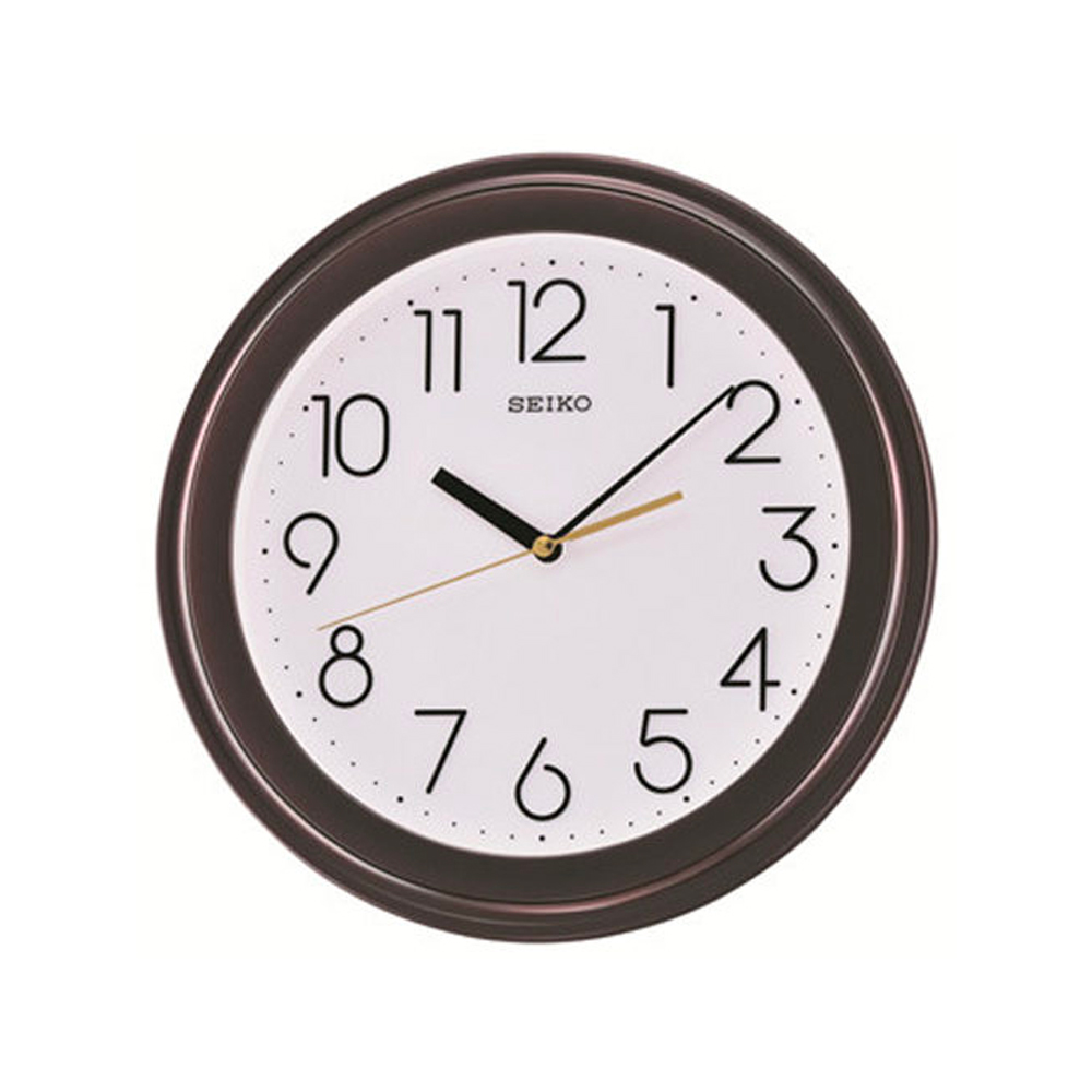 SEIKO 精工 數字面基本掛鐘 QXA577B -白x咖啡框/28.7cm
