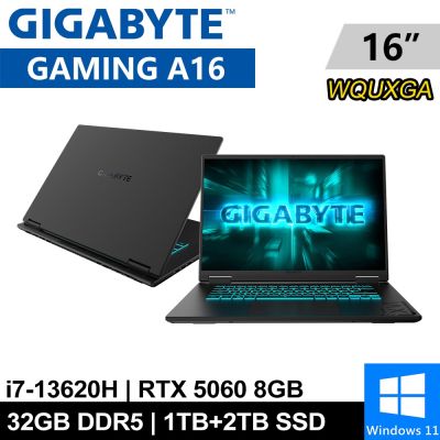 GIGABYTE技嘉 技嘉 GAMING A16 CVHI3TW894SH-SP7 16吋 黑(i7-13620H/32G/1TB+2TB/RTX5060 8G/W11)特仕版